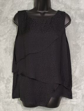 Calvin Klein Black Layered Textured Sleeveless Camisole